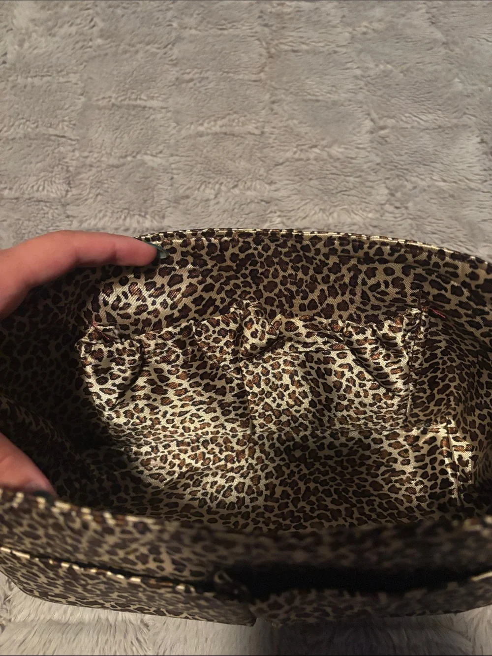 Leopard Print Cosmetic Organizer Pouch - Brown/Black